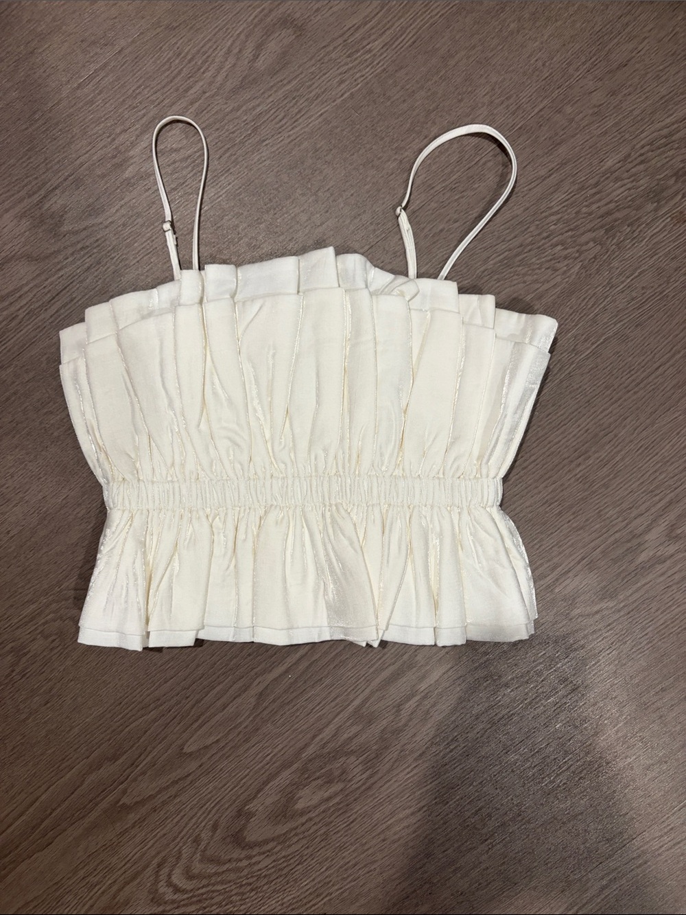 Endless Rose Cream Ruffled Smocked Cami Tank